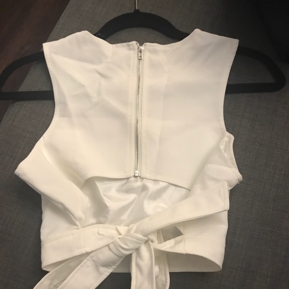 Fancy white tie back crop top! Never worn. - Picture 2 of 2